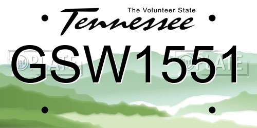 GSW1551 Tennessee License Plate