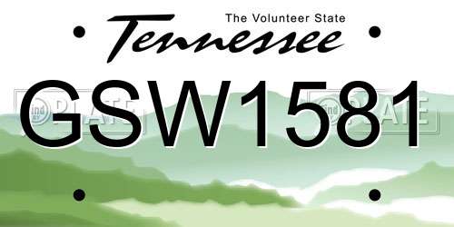 GSW1581 Tennessee License Plate