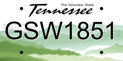 GSW1851 Tennessee License Plate