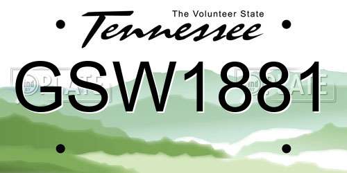 GSW1881 Tennessee License Plate
