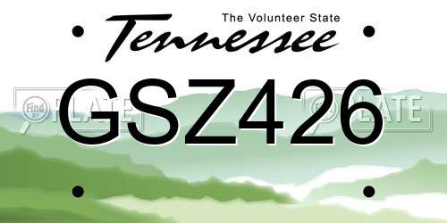 GSZ426 Tennessee License Plate