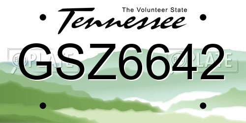 GSZ6642 Tennessee License Plate