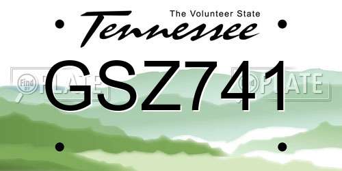 GSZ741 Tennessee License Plate