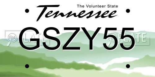 GSZY55 Tennessee License Plate