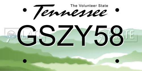 GSZY58 Tennessee License Plate