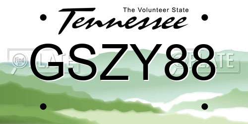GSZY88 Tennessee License Plate