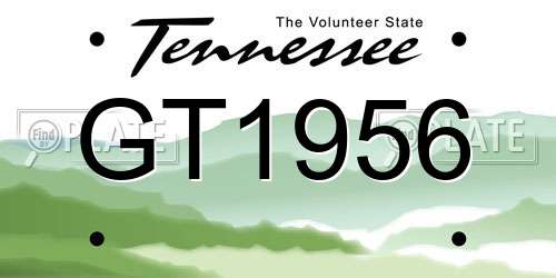 GT1956 Tennessee License Plate