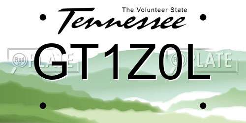 GT1Z0L Tennessee License Plate
