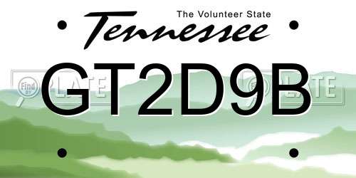 GT2D9B Tennessee License Plate