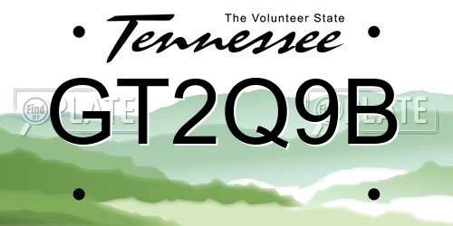 GT2Q9B Tennessee License Plate