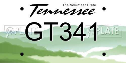 GT341 Tennessee License Plate