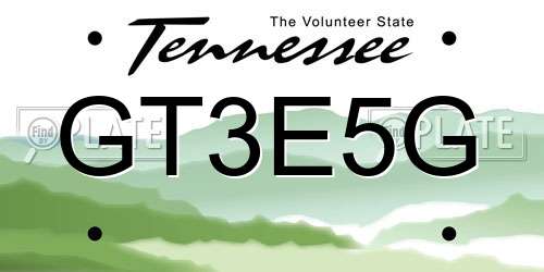 GT3E5G Tennessee License Plate