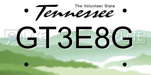 GT3E8G Tennessee License Plate
