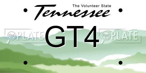 GT4 Tennessee License Plate
