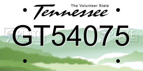 GT54075 Tennessee License Plate