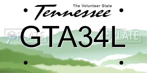 GTA34L Tennessee License Plate