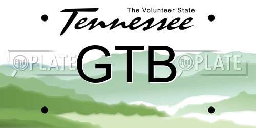 GTB Tennessee License Plate
