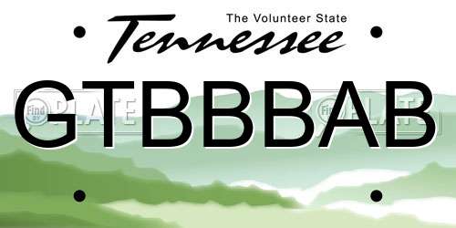 GTBBBAB Tennessee License Plate