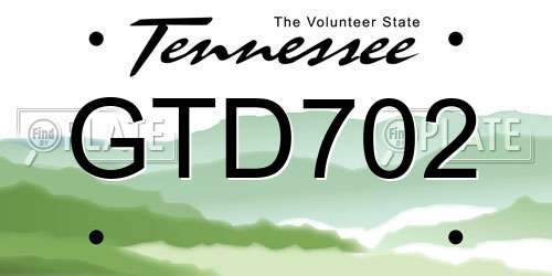 GTD702 Tennessee License Plate