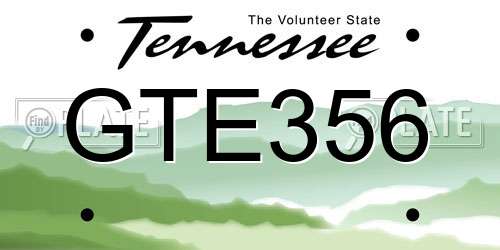 GTE356 Tennessee License Plate