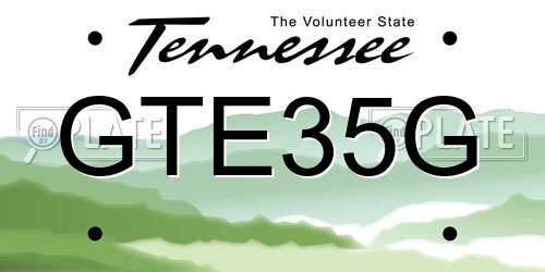 GTE35G Tennessee License Plate