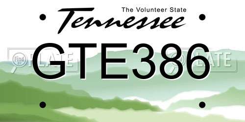 GTE386 Tennessee License Plate