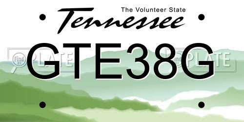 GTE38G Tennessee License Plate