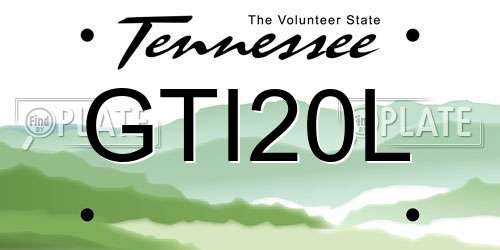 GTI20L Tennessee License Plate