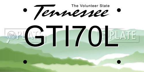 GTI70L Tennessee License Plate