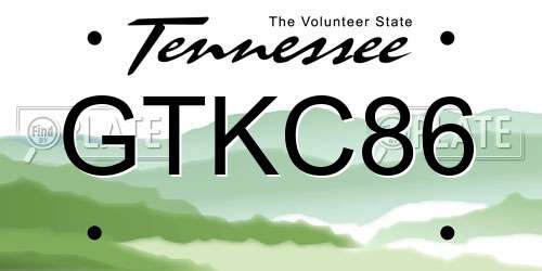 GTKC86 Tennessee License Plate