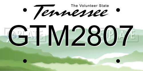 GTM2807 Tennessee License Plate