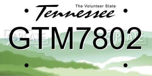 GTM7802 Tennessee License Plate