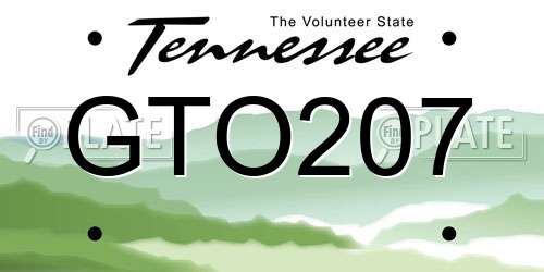 GTO207 Tennessee License Plate