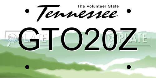 GTO20Z Tennessee License Plate