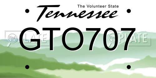 GTO707 Tennessee License Plate