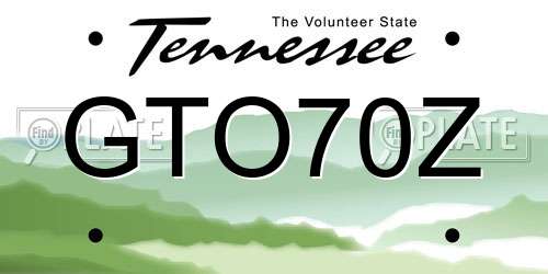 GTO70Z Tennessee License Plate