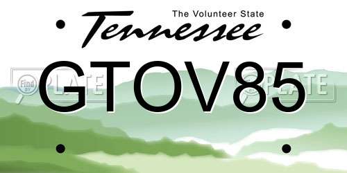 GTOV85 Tennessee License Plate
