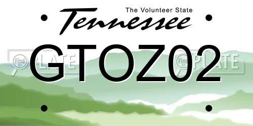 GTOZ02 Tennessee License Plate