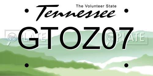 GTOZ07 Tennessee License Plate