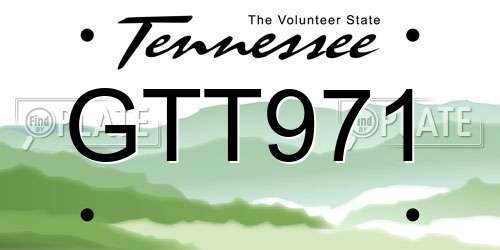 GTT971 Tennessee License Plate