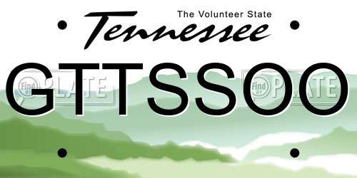 GTTSSOO Tennessee License Plate