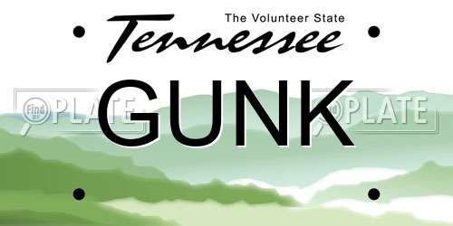 GUNK Tennessee License Plate