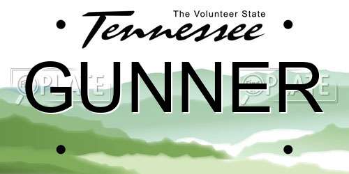 GUNNER Tennessee License Plate