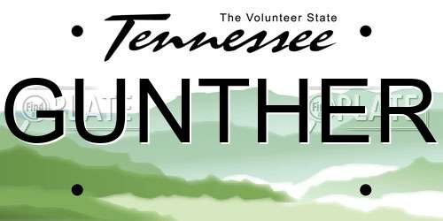 GUNTHER Tennessee License Plate