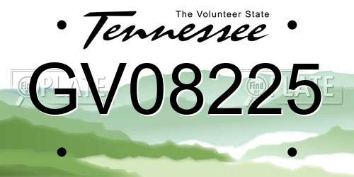 GV08225 Tennessee License Plate