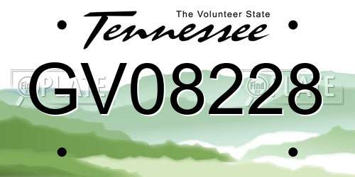 GV08228 Tennessee License Plate
