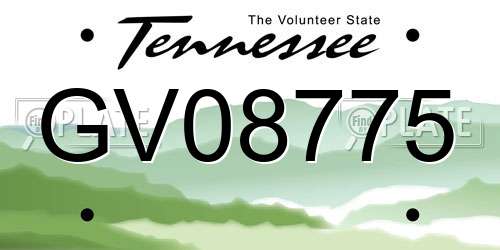 GV08775 Tennessee License Plate