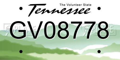 GV08778 Tennessee License Plate