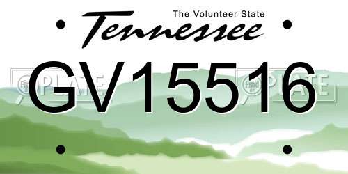 GV15516 Tennessee License Plate