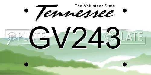 GV243 Tennessee License Plate